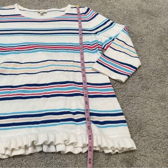 Talbots Nautical Striped Ruffle Hem Sweater Size M - Picture 8 of 10